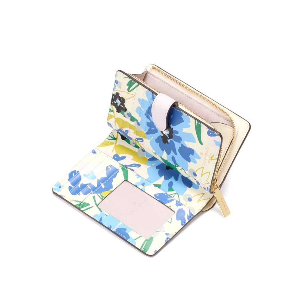 New Kate Spade Madison Interior Printed Medium Bifold Wallet Pale Amethyst Multi - Picture 2 of 3